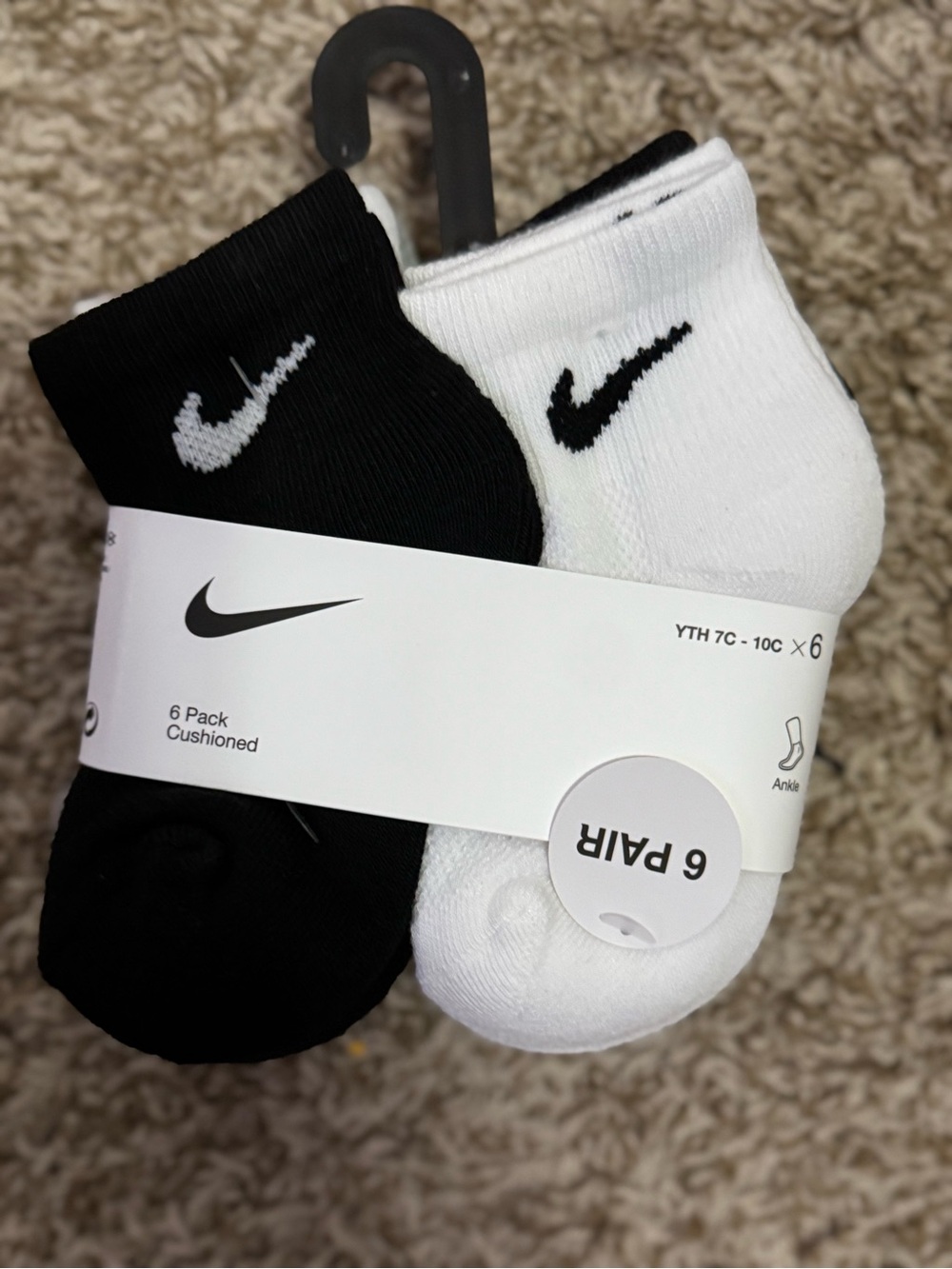 Nike Cushioned Ankle Socks - Black & White (6 Pack)